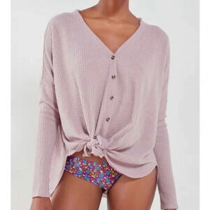 UO Out From Under • Jojo Oversized Thermal Button Front Top